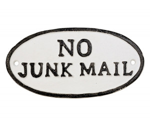 No Junk Mail Cast Iron Sign